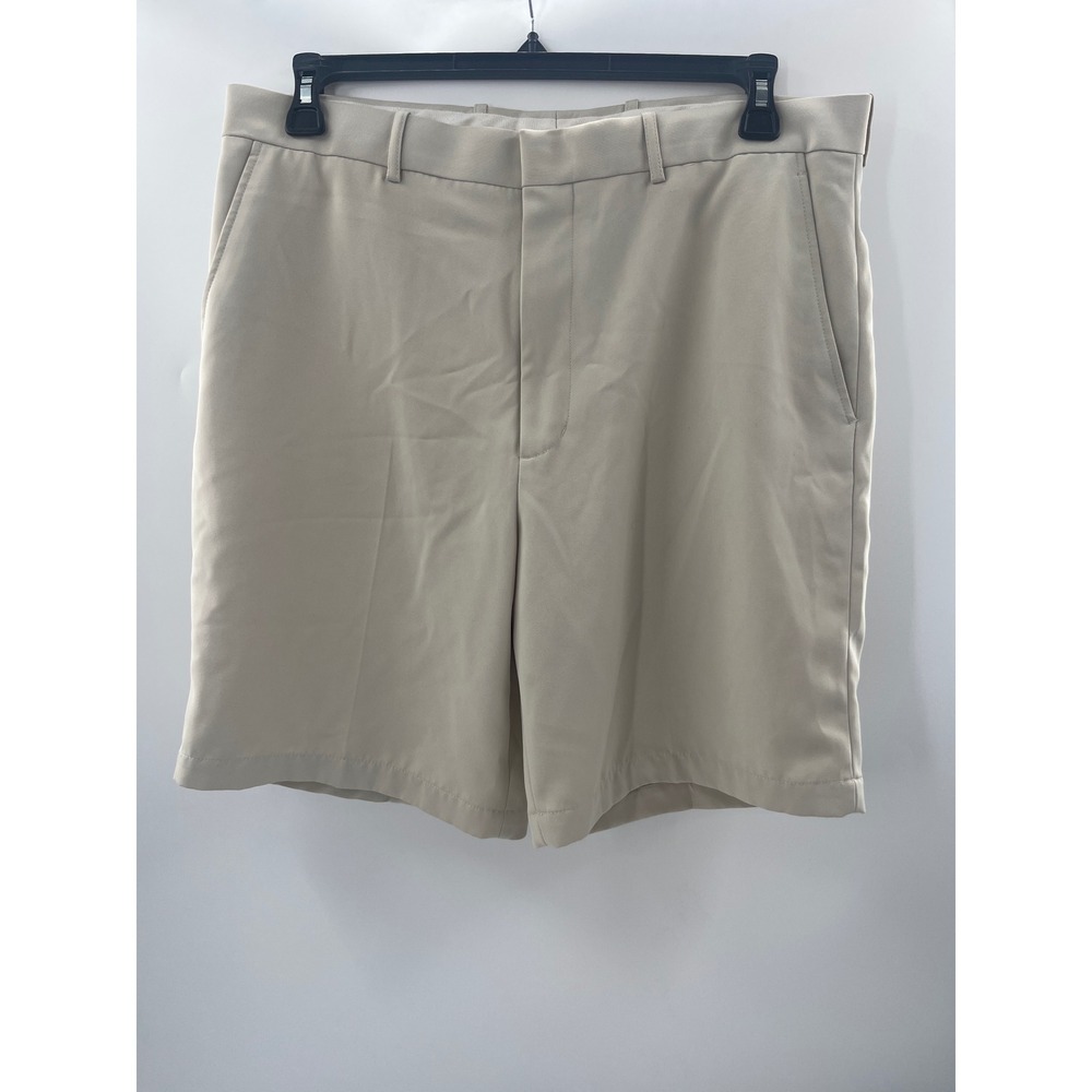 Walter Hagen Mens Golf Shorts Khaki Tan Flat Front Performance Size 36